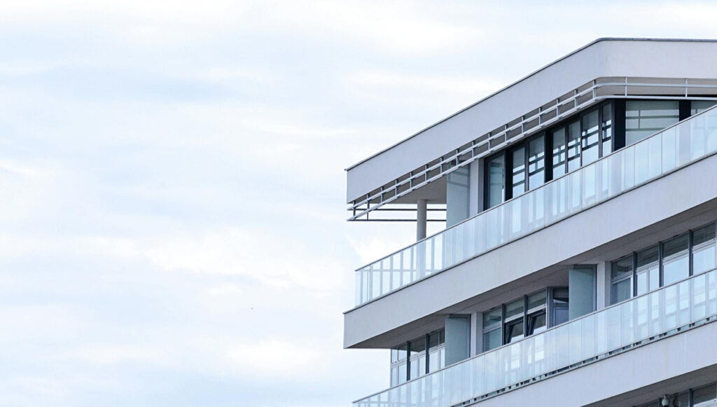 Modern apartment building balcony in West Hollywood